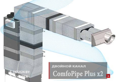 прямоугольный изолированный воздуховод ComfoPipe Plus x2 двойной канал